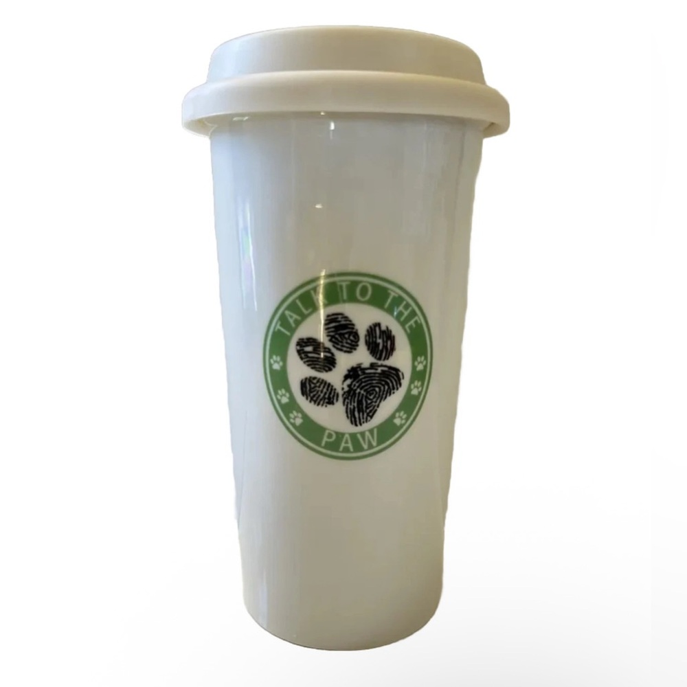 Dog Cat Mom Dad “Talk To The Paw” Pet Tumbler Travel Mug 10oz Ceramic Dog Mom